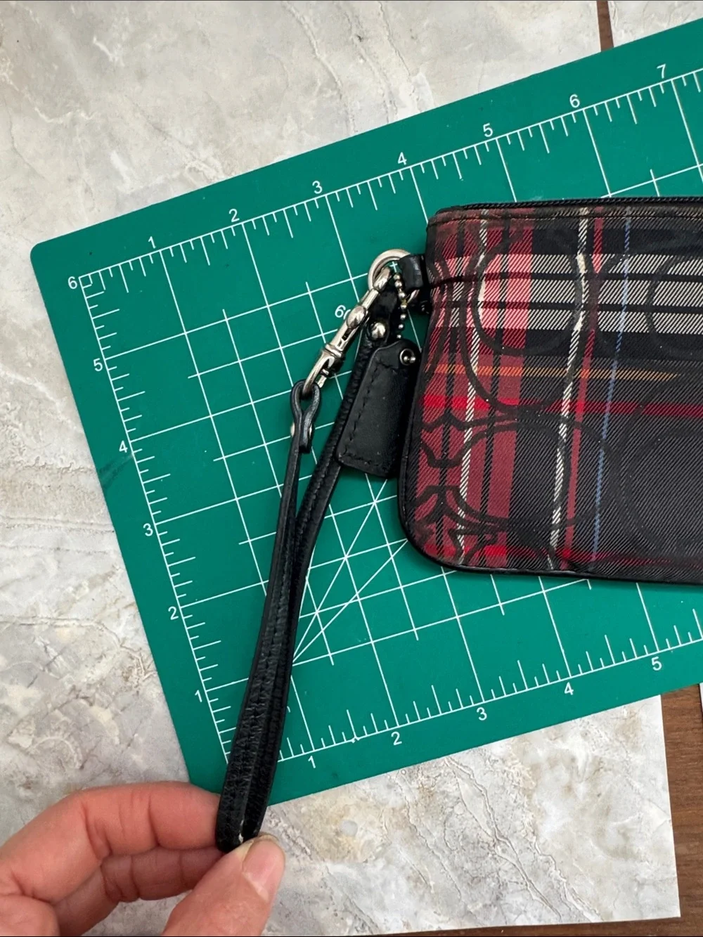 Coach plaid wristlet